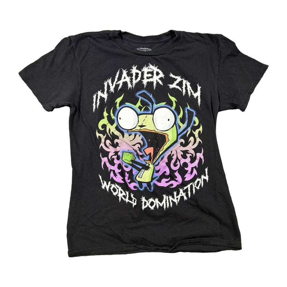Invader Zim GIR World Domination Graphic T Shirt Black Mens Small 2014 Flaw